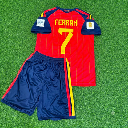 Spain World Cup 2026 Ferran Torres #7 Kids Football Jersey