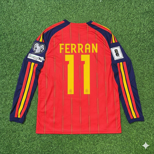 Spain 2026 Ferran Torres Home Long Sleeve Soccer Kit Football Jersey