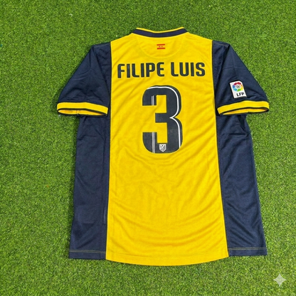 Filipe Luis #3 Atlético Madrid 2013-2014 Away Yellow Football Jersey Kit