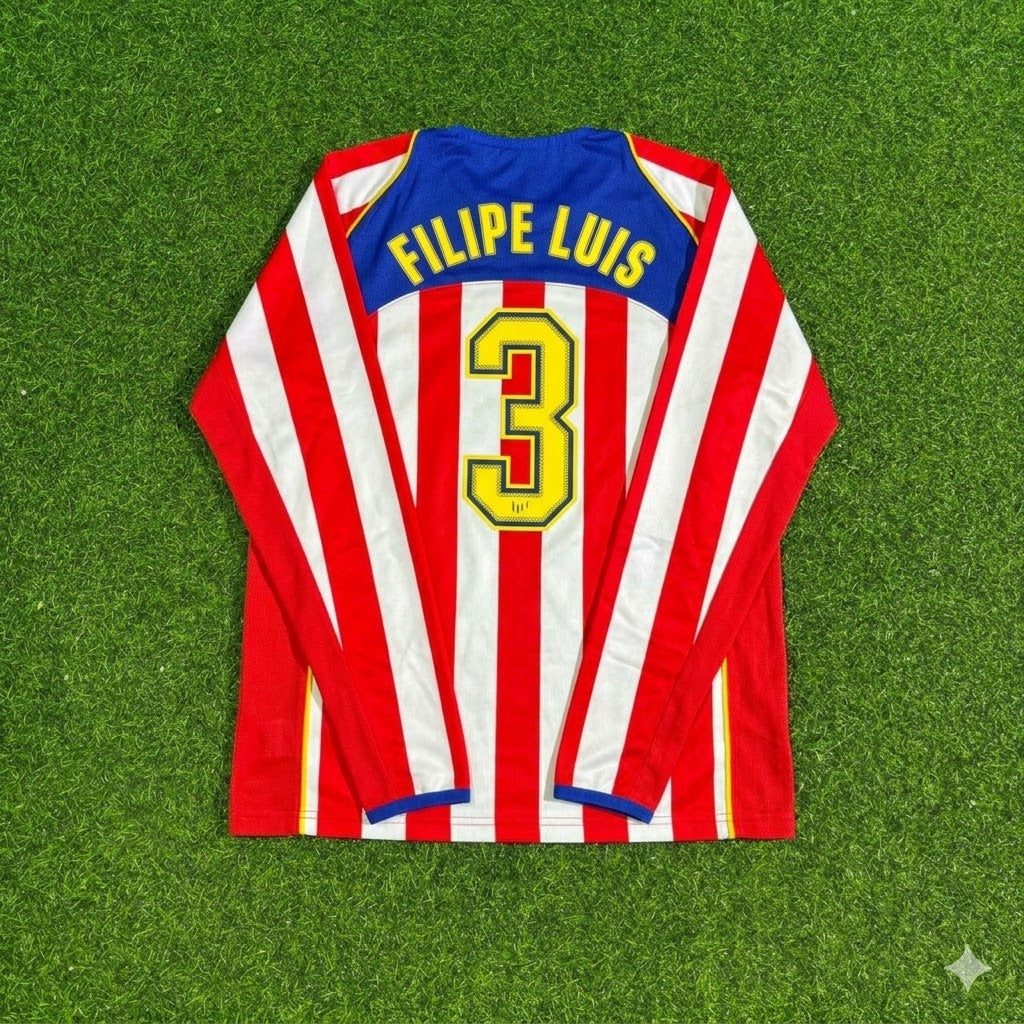 Filipe Luís #3 Atlético Madrid Spider-Man Long Sleeve Retro Football Jersey Kit