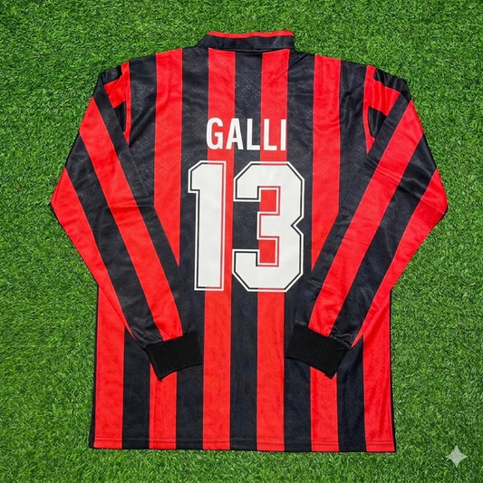 Filippo Galli #13 AC Milan 1989-1990 Retro Long Sleeve Football Jersey Kit