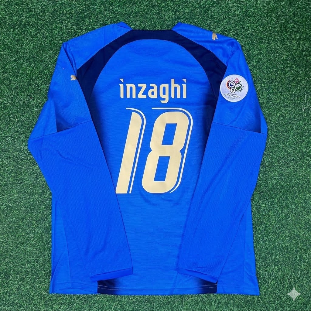Italy World Cup 2006 Filippo Inzaghi #18 Final Long Sleeve Retro Football Jersey