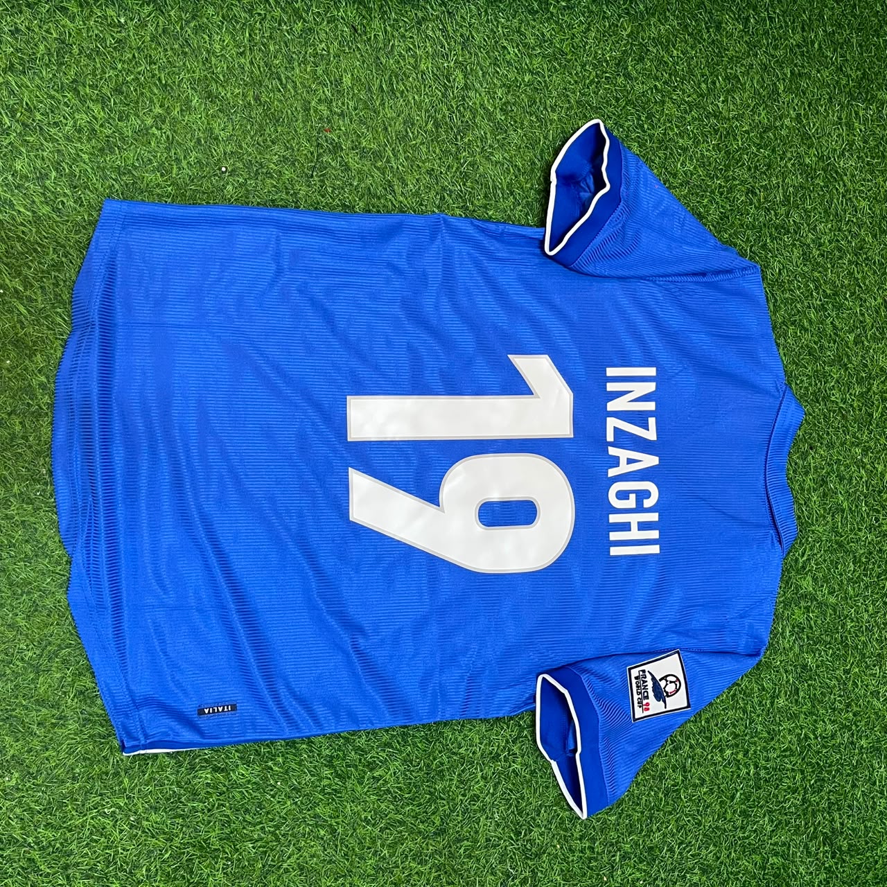 Italy World Cup 1998 Filippo Inzaghi Home Blue Retro Football Jersey