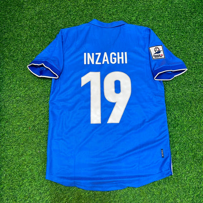 Italy World Cup 1998 Filippo Inzaghi Home Blue Retro Football Jersey