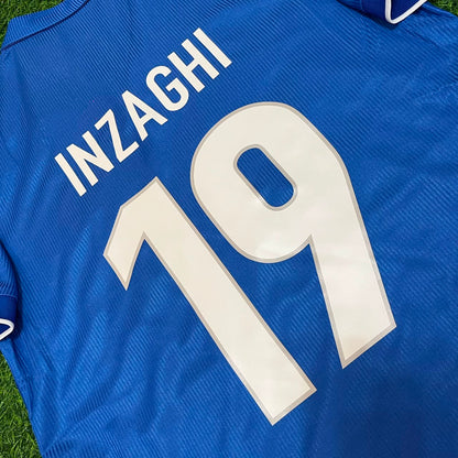 Italy World Cup 1998 Filippo Inzaghi Home Blue Retro Football Jersey