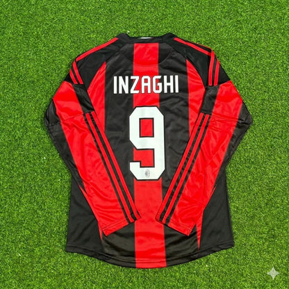 Filippo Inzaghi AC Milan 2010-2011 Home Log Sleeve Retro Football Jersey Kit