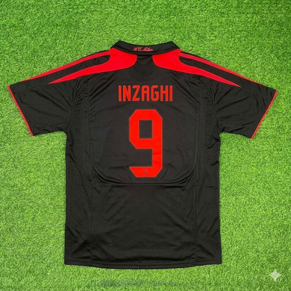 Filippo Inzaghi AC Milan 2007-2008 Black Retro Third Football Jersey Kit