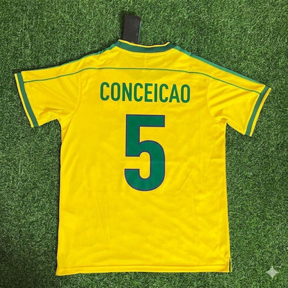 Brazil World Cup 1998 Flávio Conceição #5 Retro Football Jersey