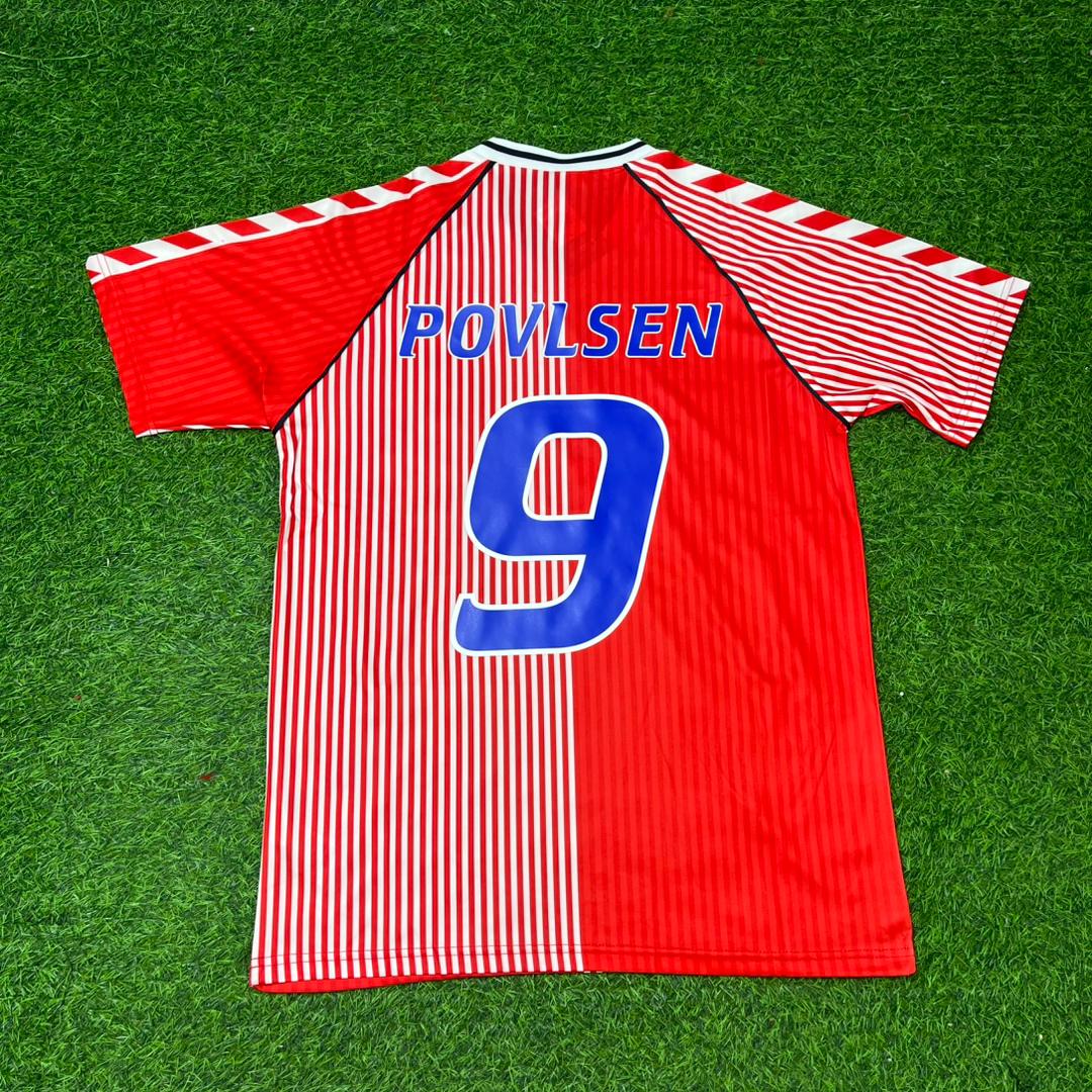 Flemming Povlsen Denmark Retro Football Jersey Kit
