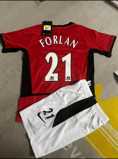 Diego Forlan Manchester United Kids Children Home Football Jersey Kit