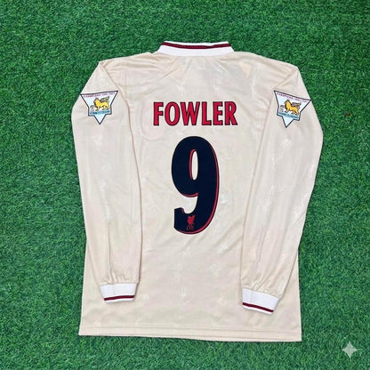 Robbie Fowler Liverpool 1996 1997 Retro Away White Long Sleeve Football Jersey