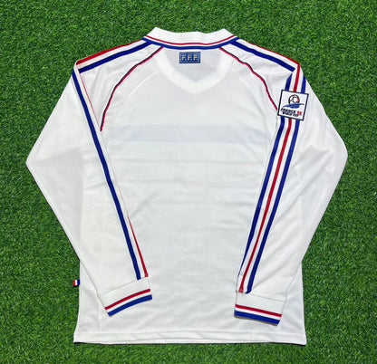 France World Cup 1998 White Away Long Sleeve Retro Football Jersey