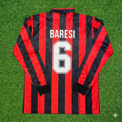 Franco Baresi #6 AC Milan 1989-1990 Retro Long Sleeve Football Jersey Kit
