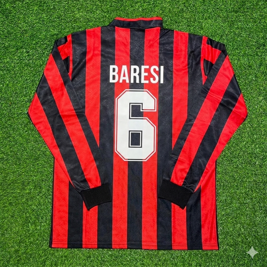 Franco Baresi #6 AC Milan 1989-1990 Retro Long Sleeve Football Jersey Kit