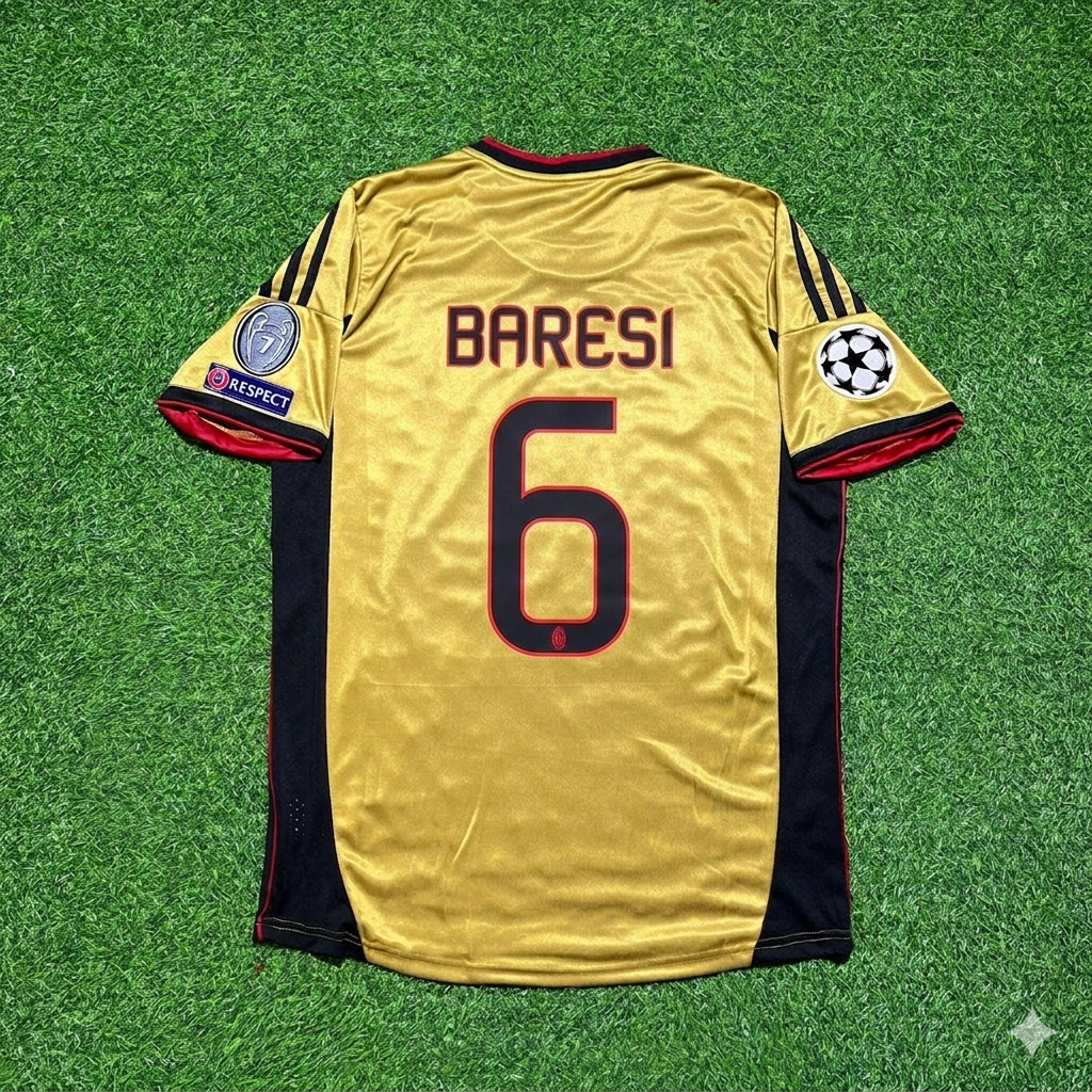 Franco Baresi #6 AC Milan Gold Retro Football Jersey