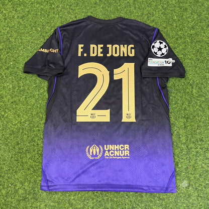 Frankie De Jong #21 Barcelona 2027 Champions League Patch Away Football Jersey