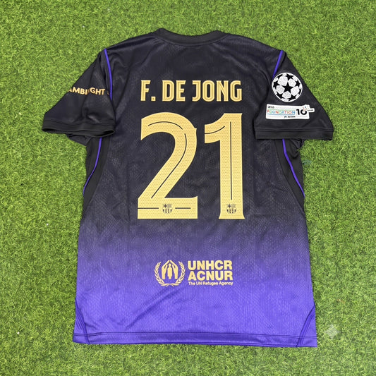 Frankie De Jong #21 Barcelona 2027 Champions League Patch Away Football Jersey