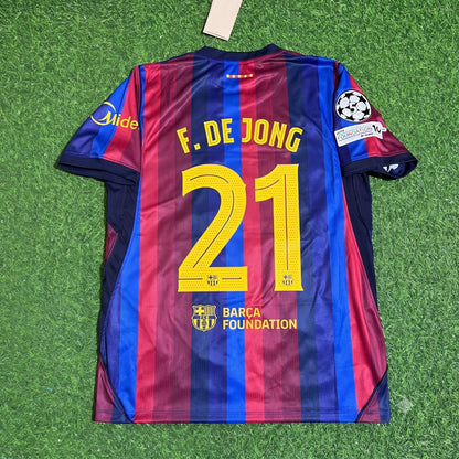 Frankie De Jong #21 Barcelona 2027 Champions League Patch Home Football Jersey