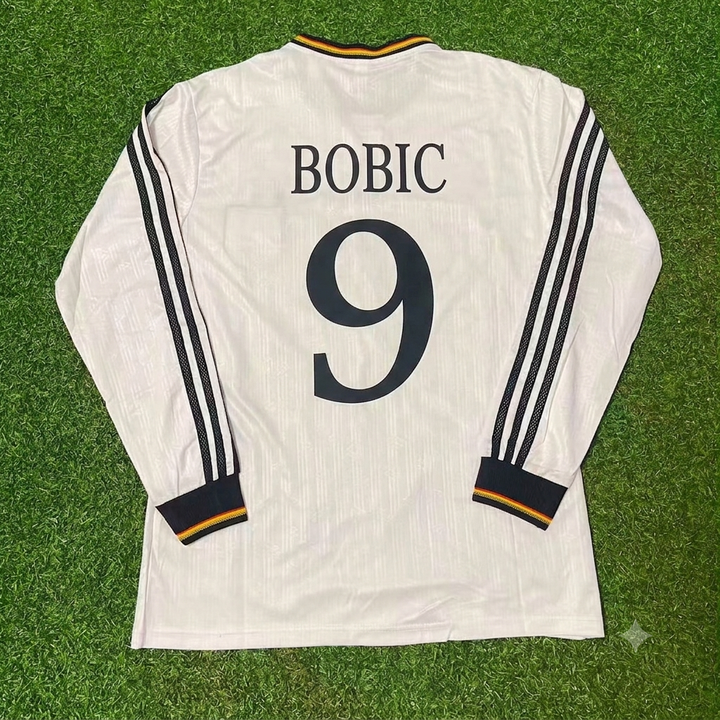 Germany EURO 1996 Fredi Bobic #9 Final Home Long Sleeve Retro Football Jersey Kit