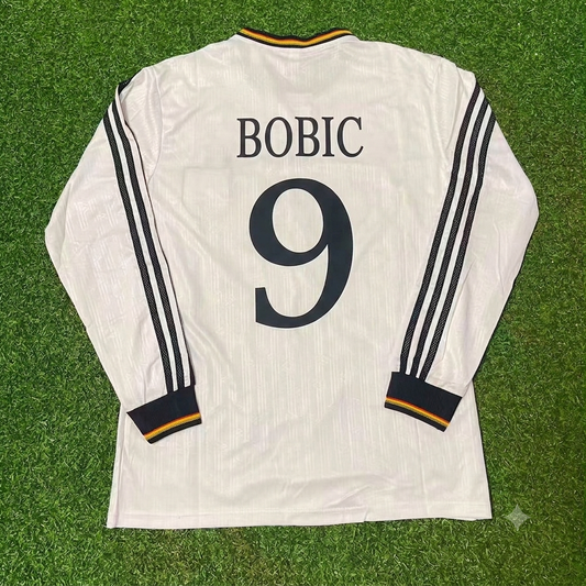 Germany EURO 1996 Fredi Bobic #9 Final Home Long Sleeve Retro Football Jersey Kit