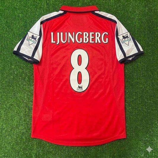 Fredrik Ljungberg #8 Arsenal 1999-2002 Red White Retro Football Jersey