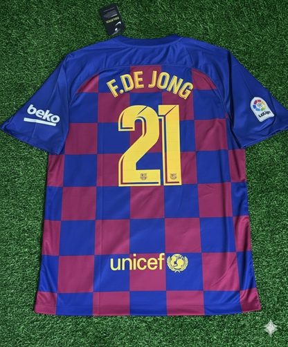 Frenkie de Jong Barcelona 2019/20 Home Retro Football Jersey