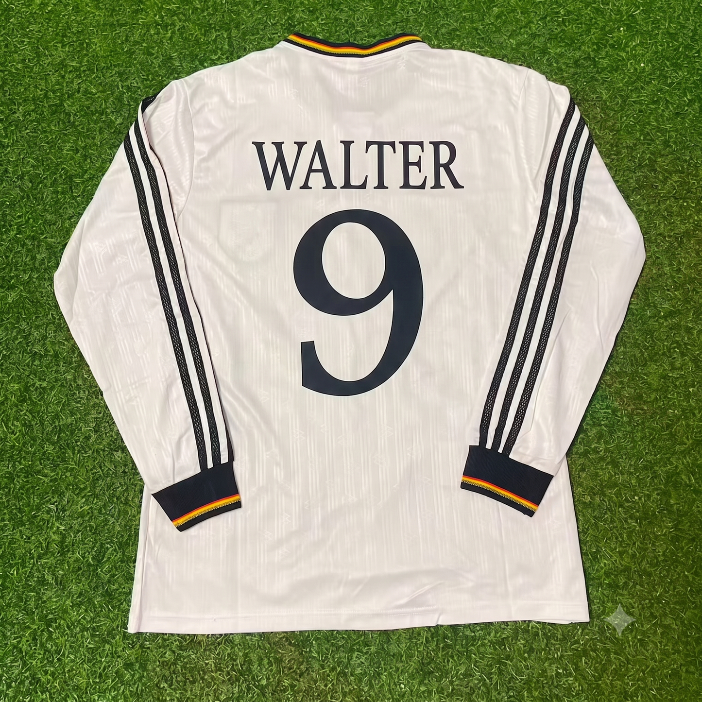 Germany EURO 1996 Fritz Walter Final Home Long Sleeve Retro Football Jersey Kit (Copy)