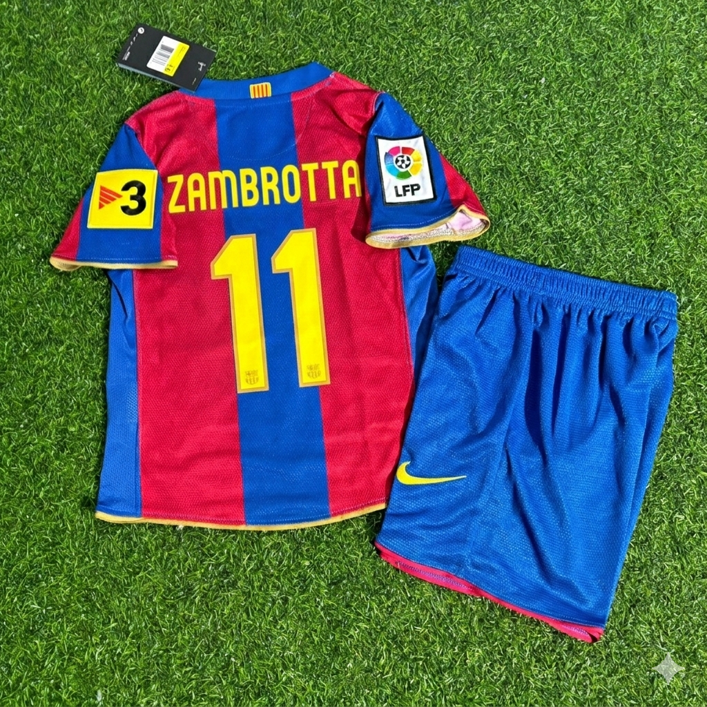 Gianluca Zambrotta 11- Barcelona 2007/2008 Retro Kids Football Jersey Kit