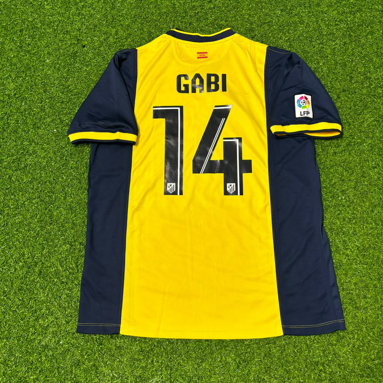 Gabi #14 Atlético Madrid 2013-2014 Away Yellow Football Jersey Kit