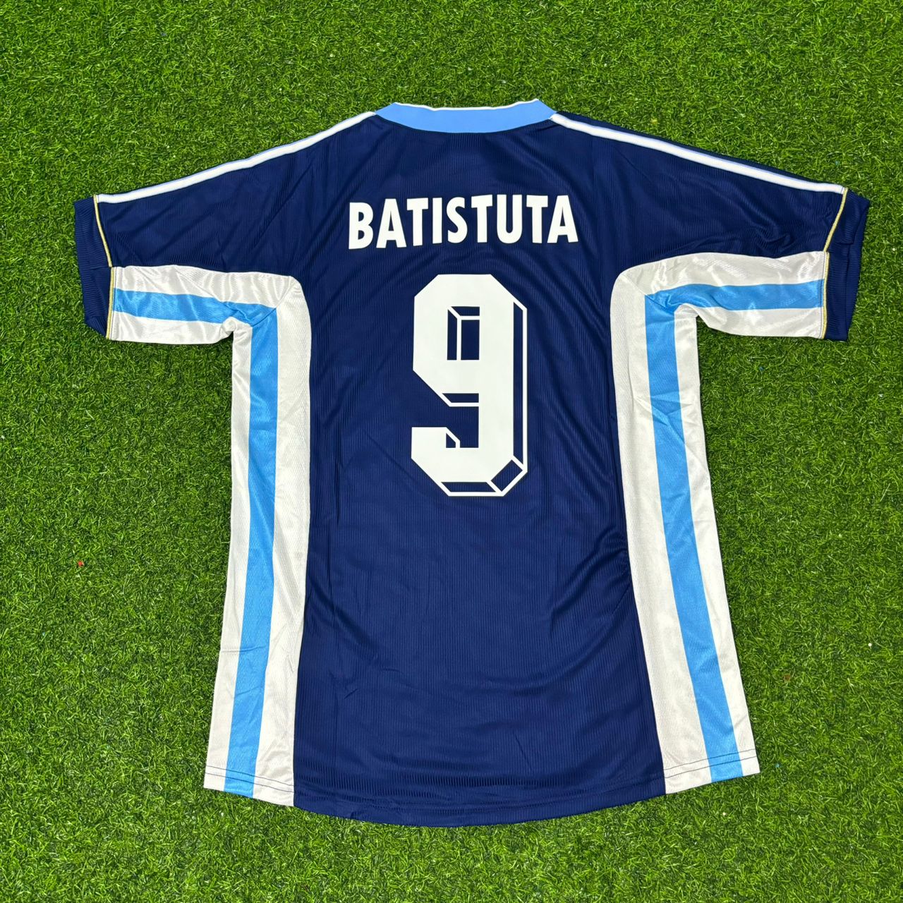Argentina World Cup 1998 Gabriel Batistuta Blue Retro Football Jersey