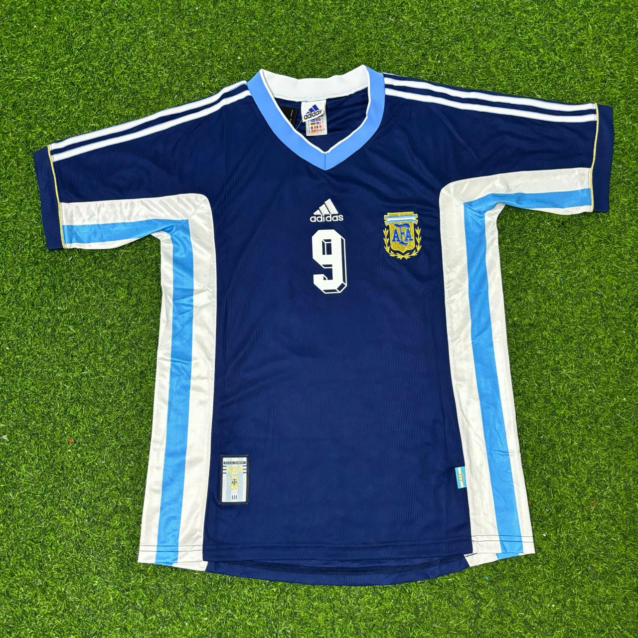 Argentina World Cup 1998 Gabriel Batistuta Blue Retro Football Jersey