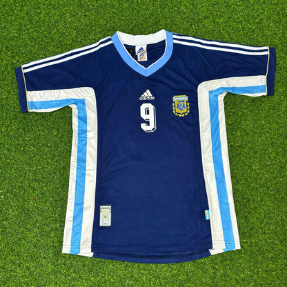 Argentina World Cup 1998 Gabriel Batistuta Blue Retro Football Jersey
