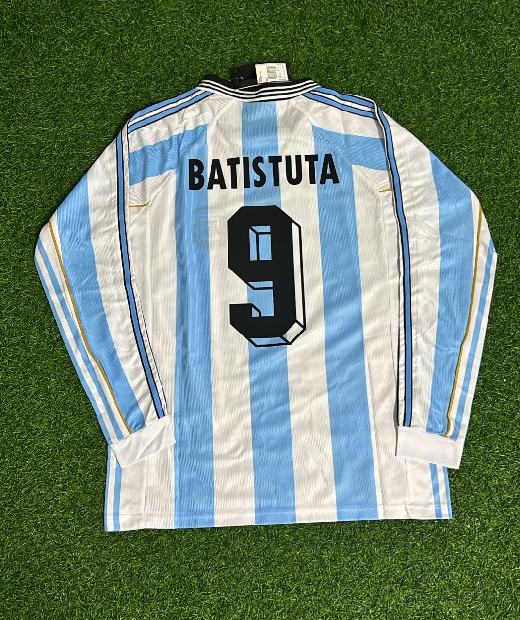 Argentina World Cup 1998 Gabriel Batistuta White Long Sleeve Retro Football Jersey Kit