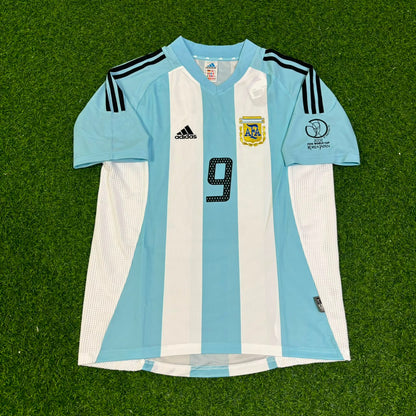 Argentina World Cup 2002 Gabriel Batistuta Home Retro Football Jersey