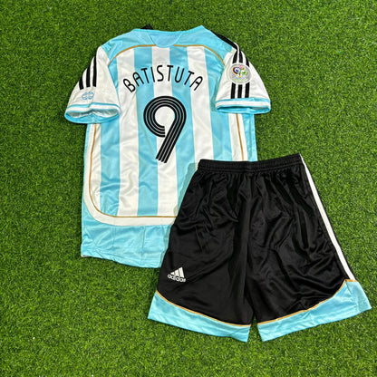 Gabriel Batistuta Argentina Kids Retro Football Jersey Kit