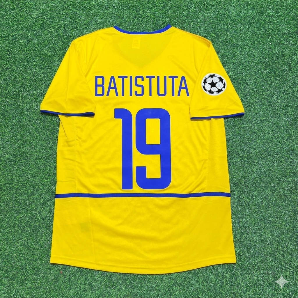 Gabriel Batistuta Inter Milan 2002-2003 Yellow Retro Football Jersey Kit