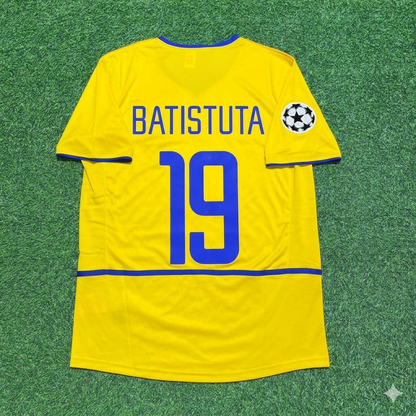 Gabriel Batistuta Inter Milan 2002-2003 Yellow Retro Football Jersey Kit