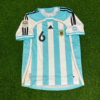 Argentina World Cup 2006 Gabriel Heinze Retro Football Jersey