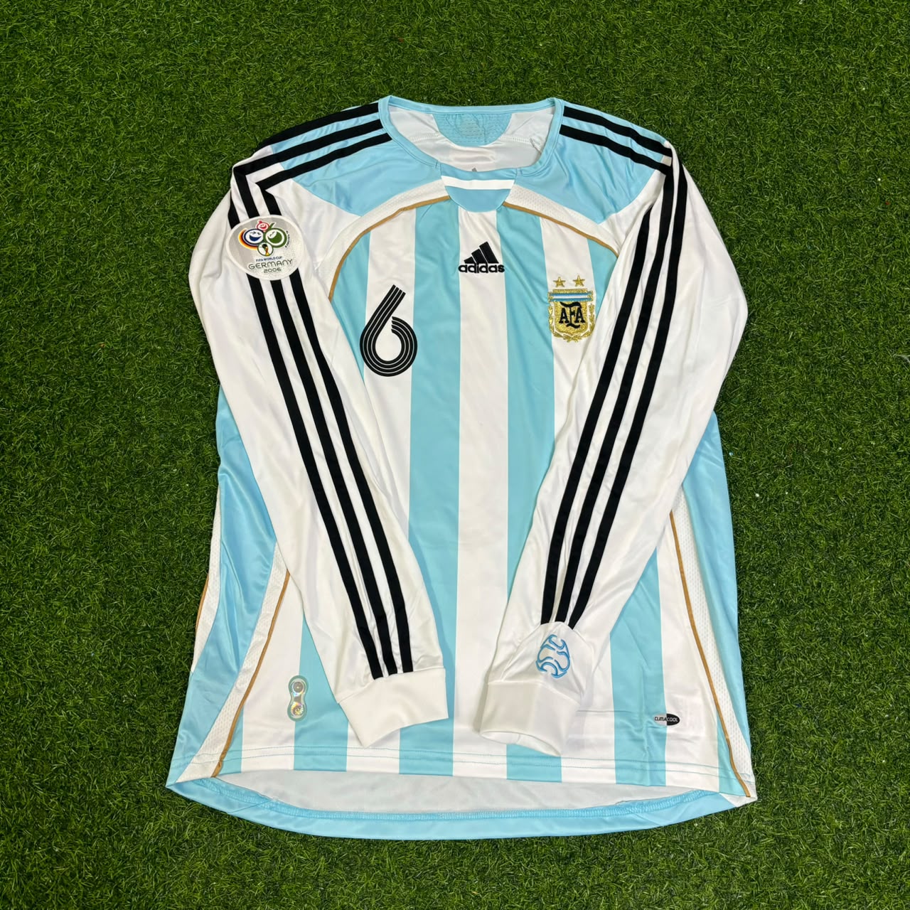 Argentina World Cup 2006 Gabriel Heinze #6 Retro Long Sleeve Football Jersey