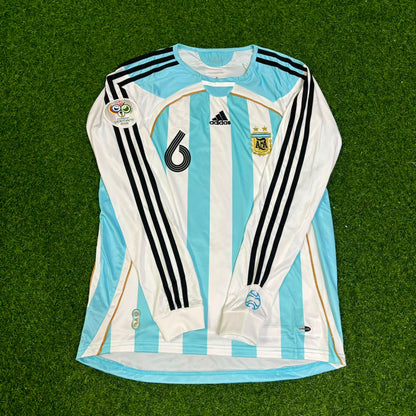 Argentina World Cup 2006 Gabriel Heinze #6 Retro Long Sleeve Football Jersey
