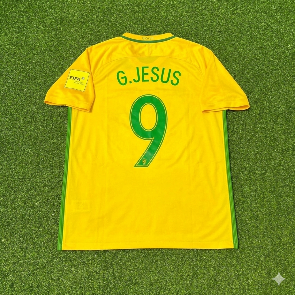 Brazil World Cup 2018 Gabriel Jesus #9 Home Football Jersey