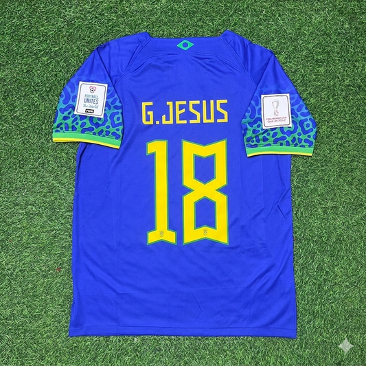 Brazil World Cup 2022 Gabriel Jesus Retro Football Jersey