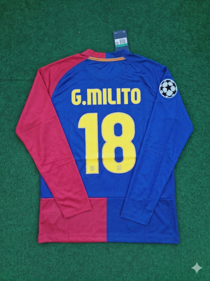 Gabriel Milito Barcelona 2009 Champions League Final Retro Football Jersey
