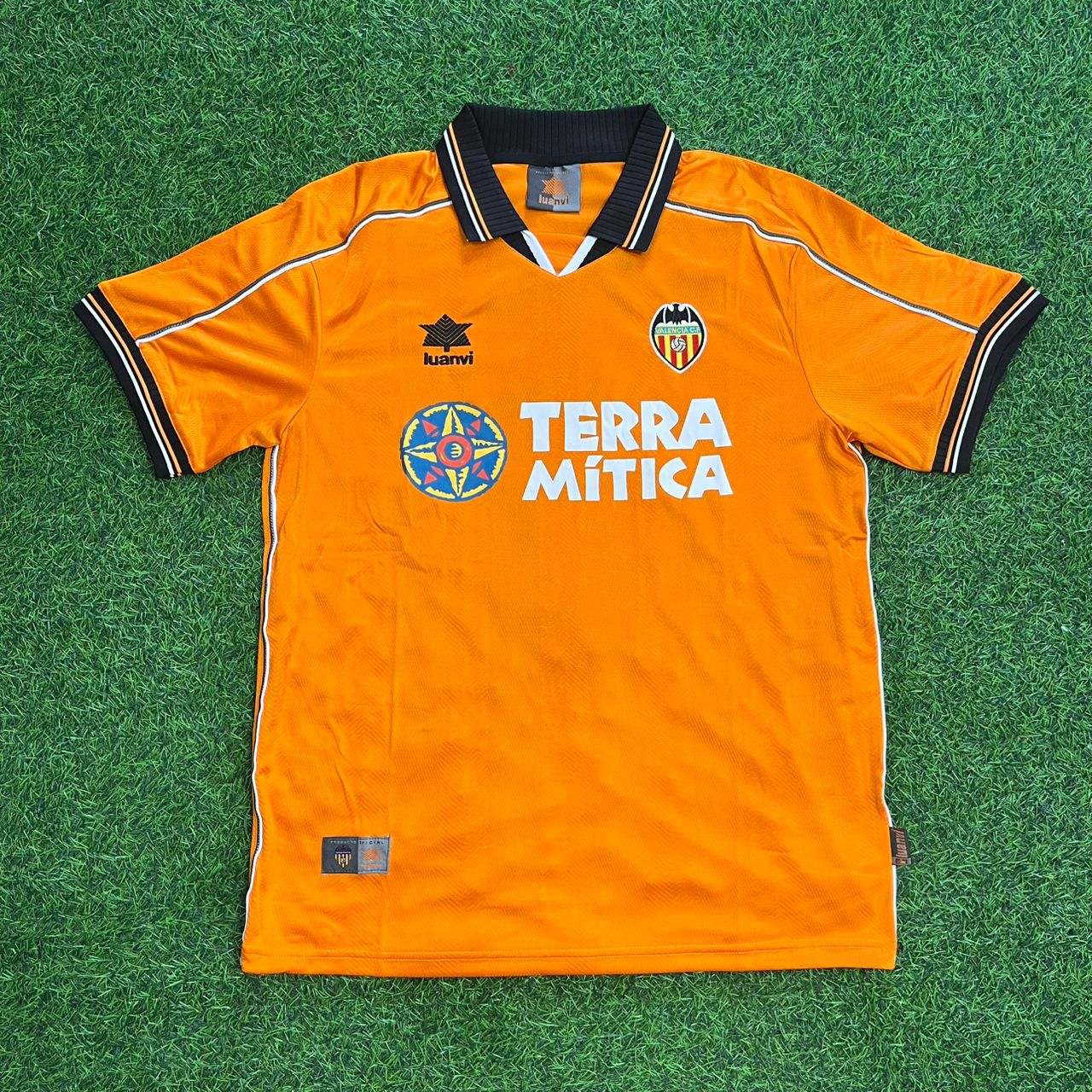 Gaizka Mendieta Valencia 1999 2000 Orange Retro Football Jersey Kit