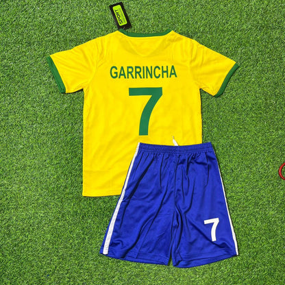 Garrincha Brazil World Cup Kids Football Jersey Kit