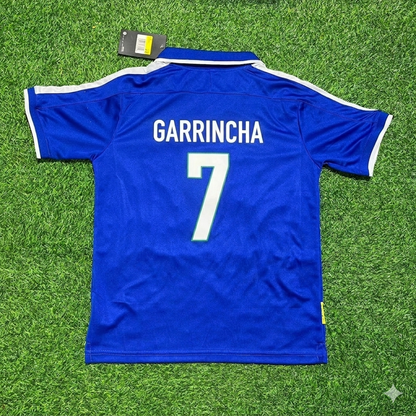 Garrincha Brazil Blue Retro Football Jersey Kit