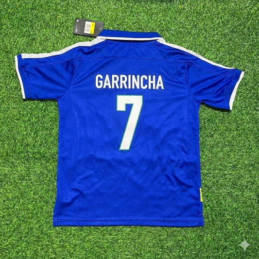 Garrincha Brazil Blue Retro Football Jersey Kit