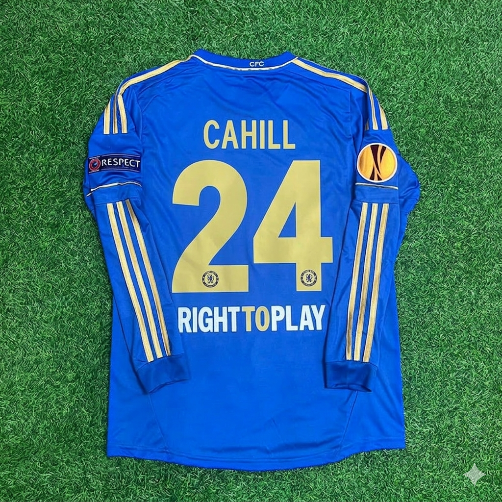 Gary Cahill 24-Chelsea 2013 Europe League Final Amsterdam Blue Retro Football Jersey