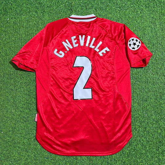 Gary Neville Manchester United 1999 Champions League Final Retro Football Soccer Kit Football Jersey