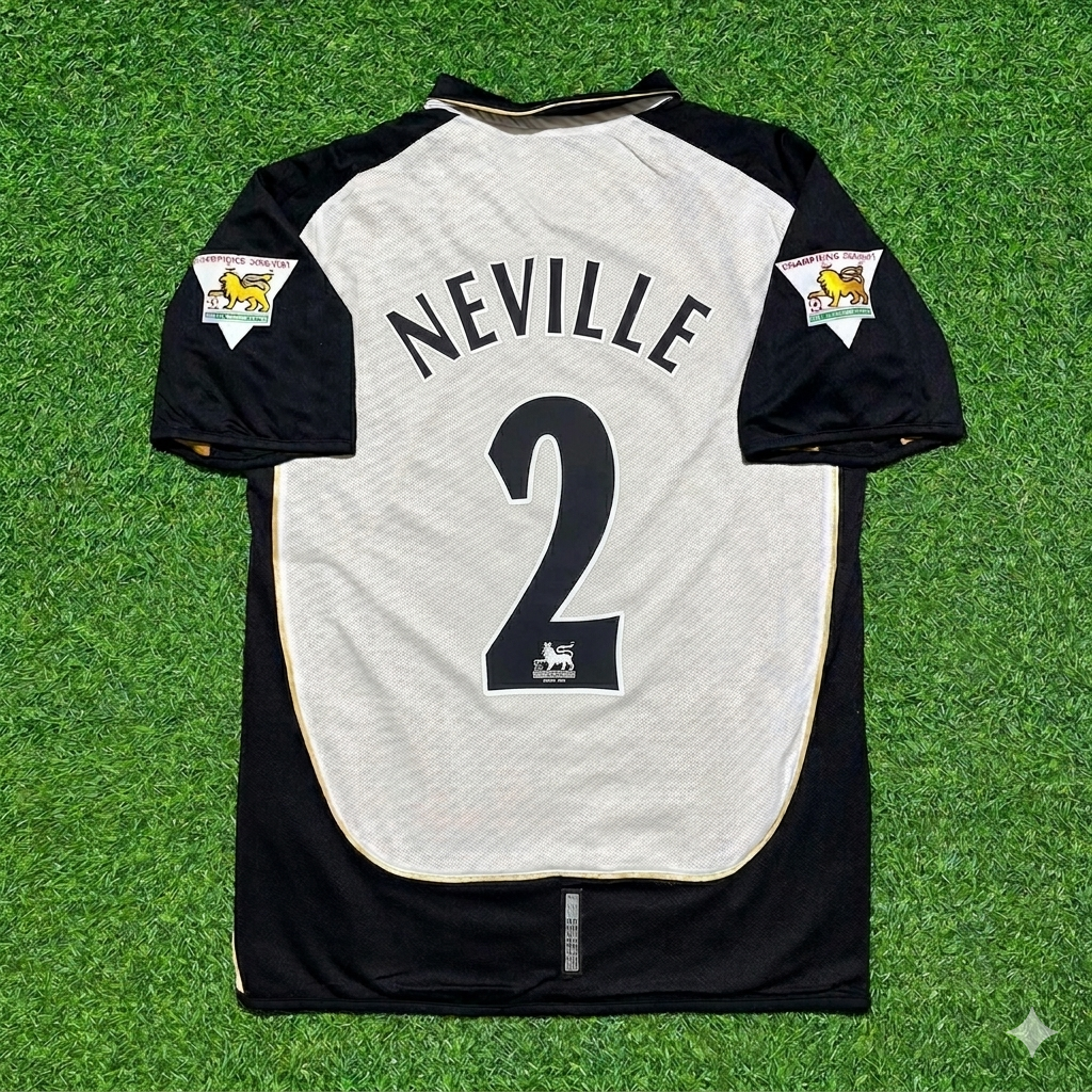 Gary Neville #2 Manchester United 2001-2002 Reversible Retro Football Jersey